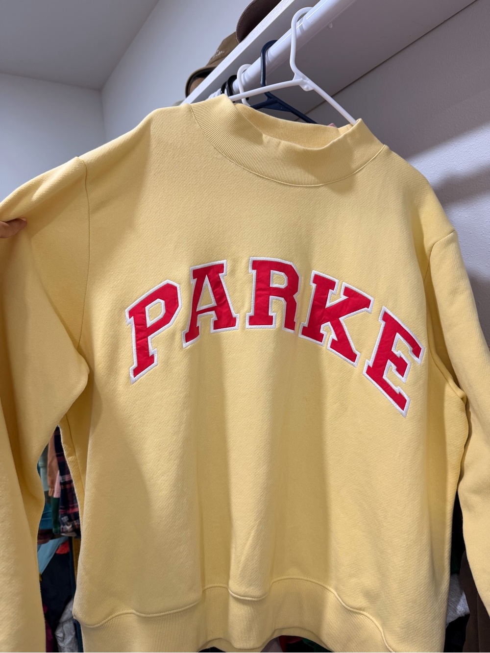 Yellow 'PARKE' Mock Neck Graphic Sweatshirt